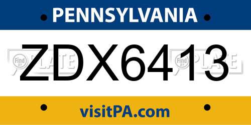 ZDX6413 Pennsylvania License Plate