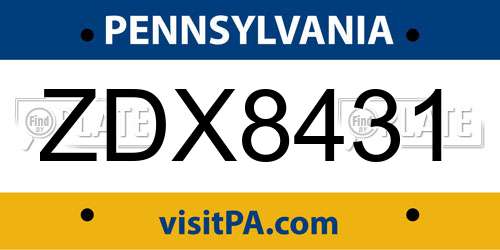 ZDX8431 Pennsylvania License Plate