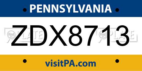 ZDX8713 Pennsylvania License Plate