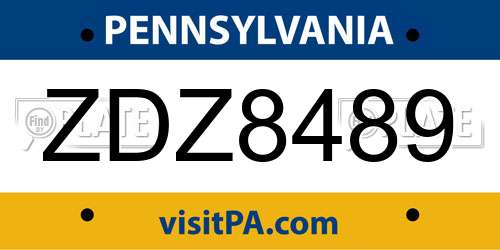 ZDZ8489 Pennsylvania License Plate