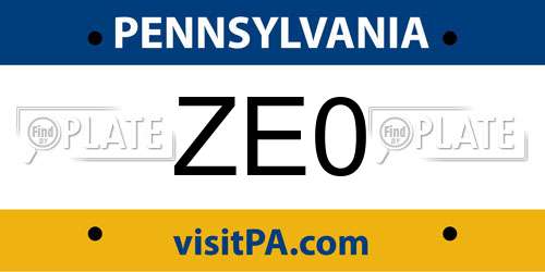 ZE0 Pennsylvania License Plate