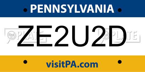 ZE2U2D Pennsylvania License Plate