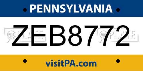 ZEB8772 Pennsylvania License Plate