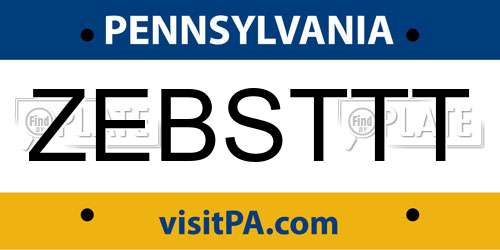 ZEBSTTT Pennsylvania License Plate