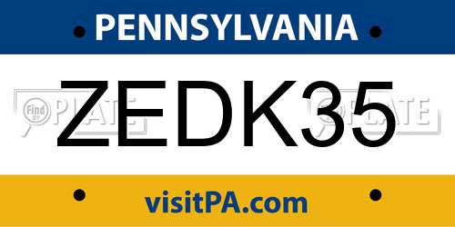 ZEDK35 Pennsylvania License Plate
