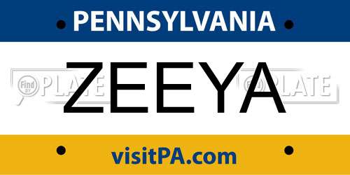 ZEEYA Pennsylvania License Plate