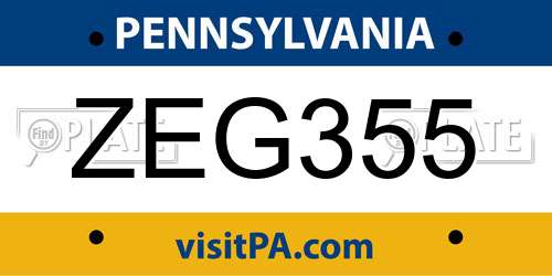 ZEG355 Pennsylvania License Plate