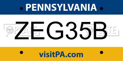 ZEG35B Pennsylvania License Plate