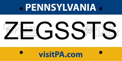 ZEGSSTS Pennsylvania License Plate