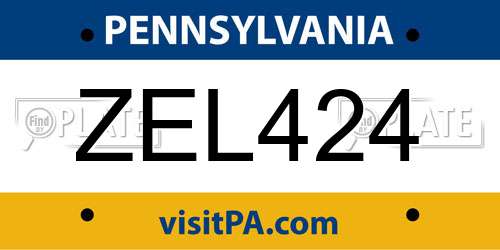 ZEL424 Pennsylvania License Plate