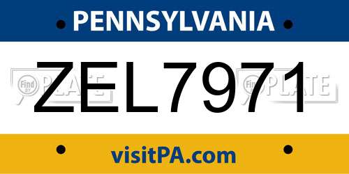 ZEL7971 Pennsylvania License Plate