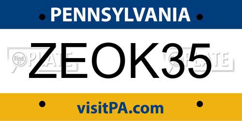 ZEOK35 Pennsylvania License Plate