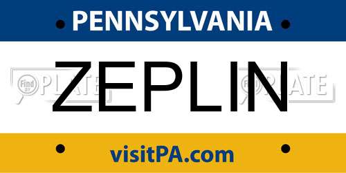 ZEPLIN Pennsylvania License Plate