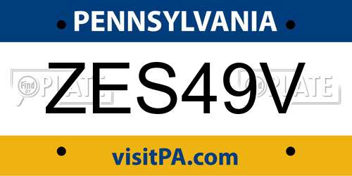 ZES49V Pennsylvania License Plate