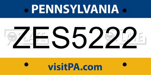 ZES5222 Pennsylvania License Plate