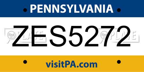 ZES5272 Pennsylvania License Plate