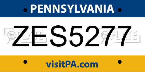 ZES5277 Pennsylvania License Plate