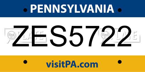 ZES5722 Pennsylvania License Plate