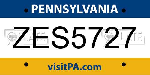 ZES5727 Pennsylvania License Plate