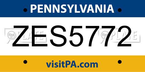 ZES5772 Pennsylvania License Plate