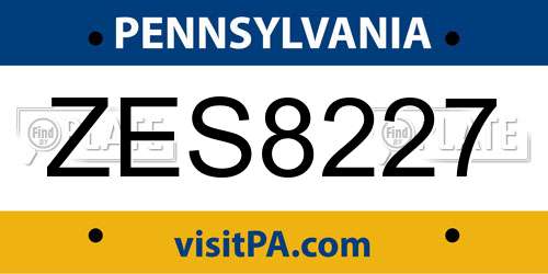 ZES8227 Pennsylvania License Plate
