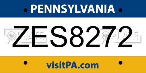 ZES8272 Pennsylvania License Plate