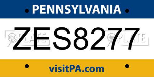 ZES8277 Pennsylvania License Plate