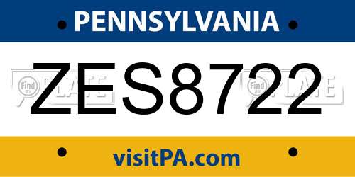 ZES8722 Pennsylvania License Plate