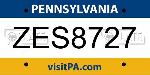 ZES8727 Pennsylvania License Plate