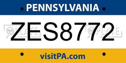 ZES8772 Pennsylvania License Plate