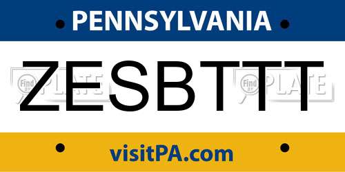 ZESBTTT Pennsylvania License Plate