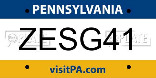 ZESG41 Pennsylvania License Plate