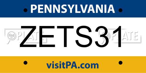 ZETS31 Pennsylvania License Plate