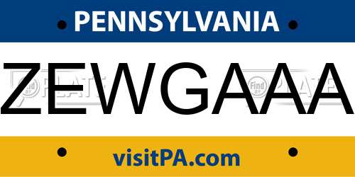ZEWGAAA Pennsylvania License Plate