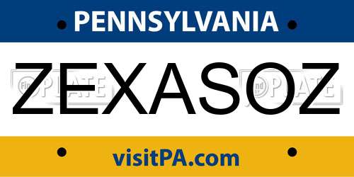 ZEXASOZ Pennsylvania License Plate