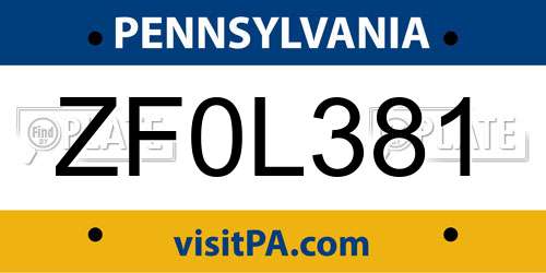 ZF0L381 Pennsylvania License Plate