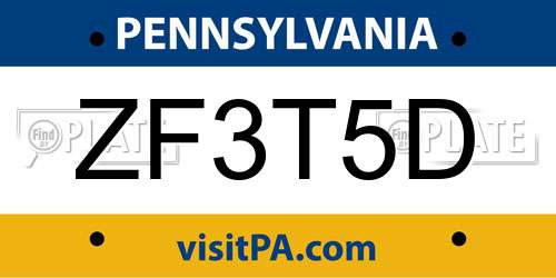 ZF3T5D Pennsylvania License Plate
