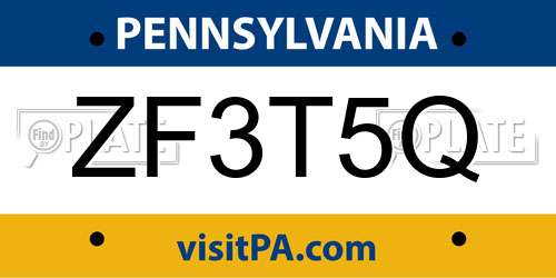 ZF3T5Q Pennsylvania License Plate