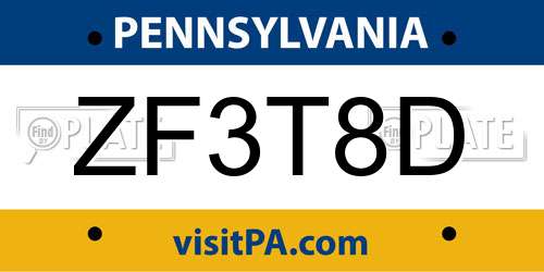 ZF3T8D Pennsylvania License Plate