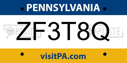 ZF3T8Q Pennsylvania License Plate
