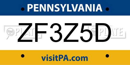 ZF3Z5D Pennsylvania License Plate