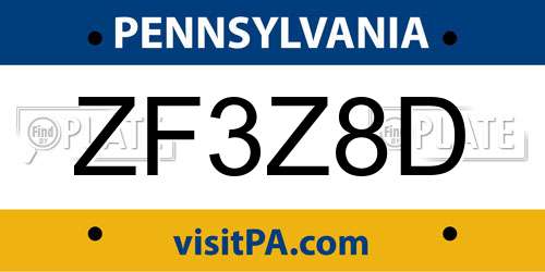 ZF3Z8D Pennsylvania License Plate