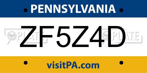 ZF5Z4D Pennsylvania License Plate