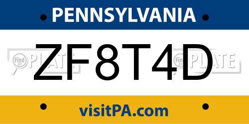ZF8T4D Pennsylvania License Plate