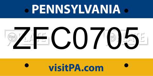 ZFC0705 Pennsylvania License Plate