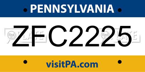 ZFC2225 Pennsylvania License Plate