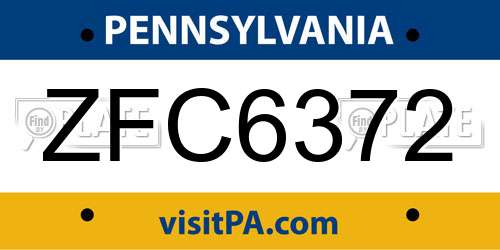 ZFC6372 Pennsylvania License Plate