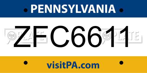 ZFC6611 Pennsylvania License Plate