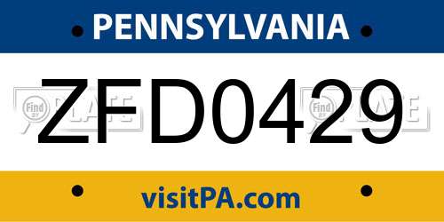 ZFD0429 Pennsylvania License Plate