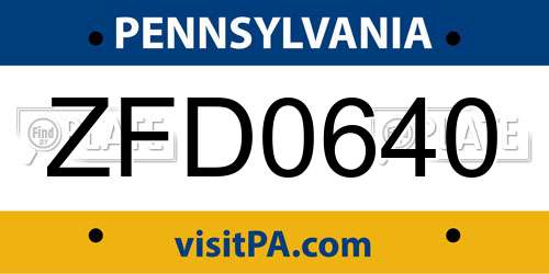 ZFD0640 Pennsylvania License Plate